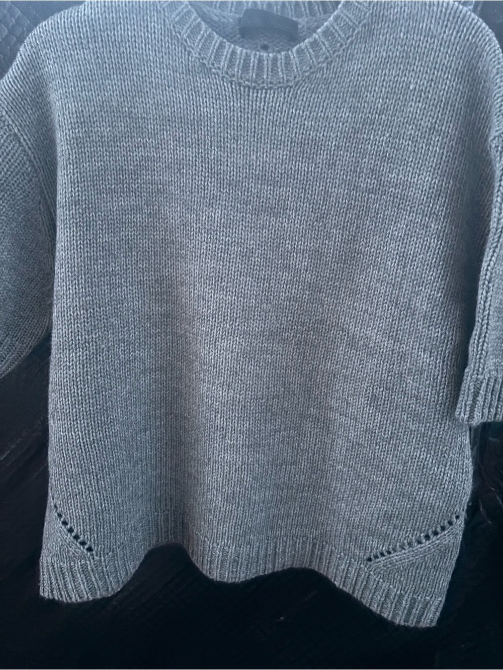 Zara Short-Sleeve Crewneck Knit Sweater - Gray - Picture 3 of 7